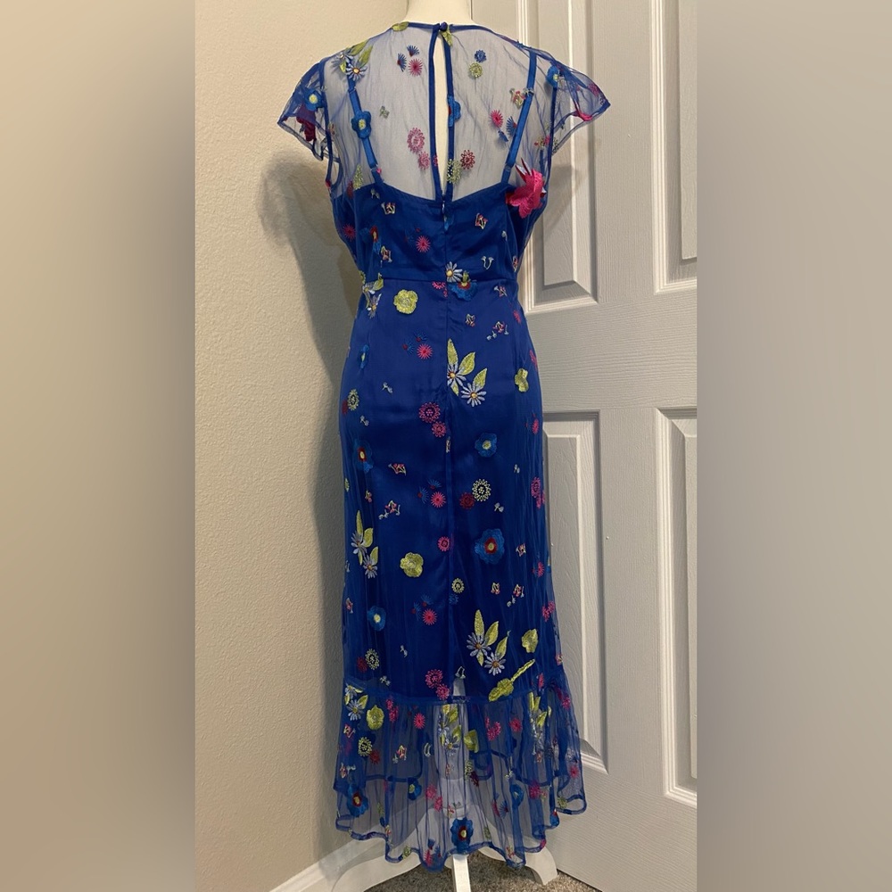 Tracy Reese for Anthropologie, Embroidered Topaz Blue Dress, Size M - Picture 8 of 12